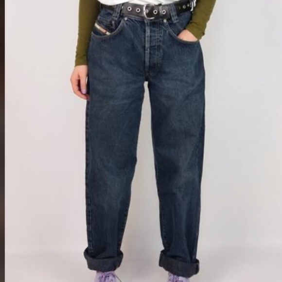 Y2K Vintage Diesel High Waist Button Fly Denim Jeans Leather Patch Big Logo 31 - Picture 4 of 10